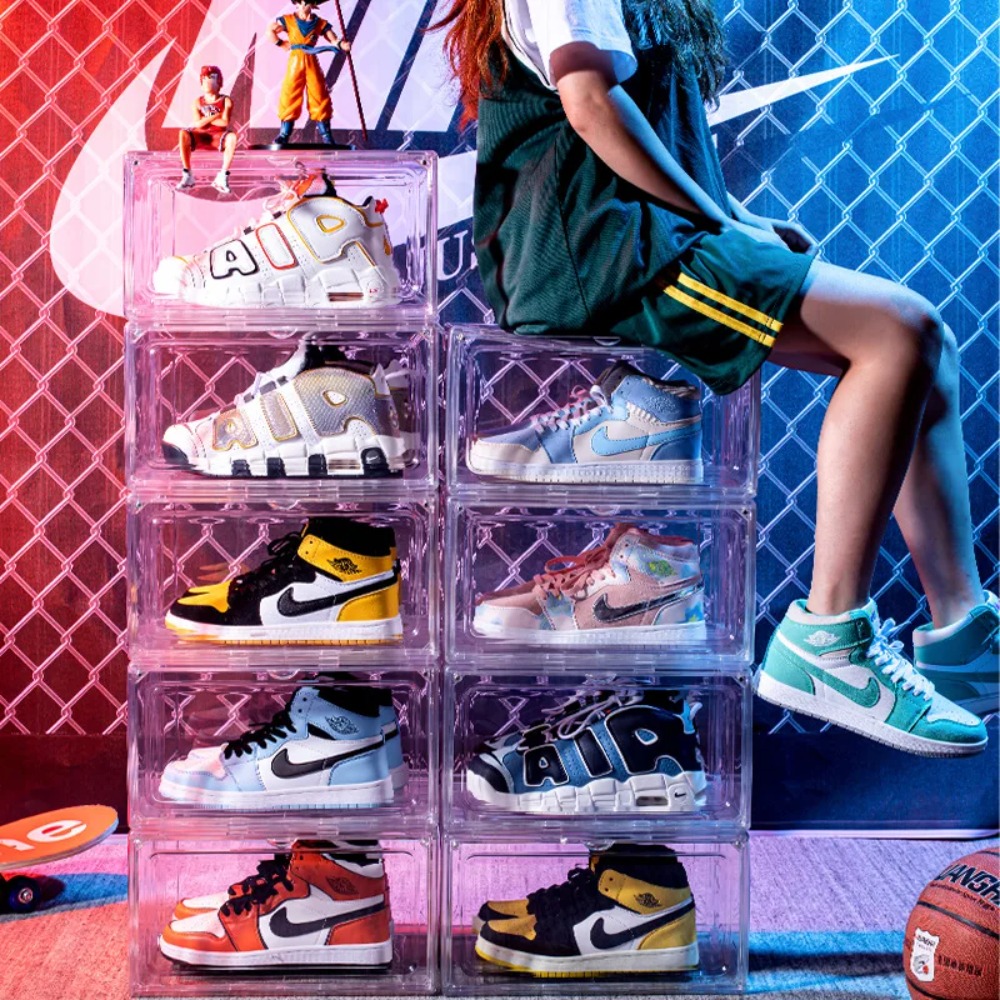 Shoe Box Display - Caixa de Armazenamento Transparente Reforçada, Caixa
